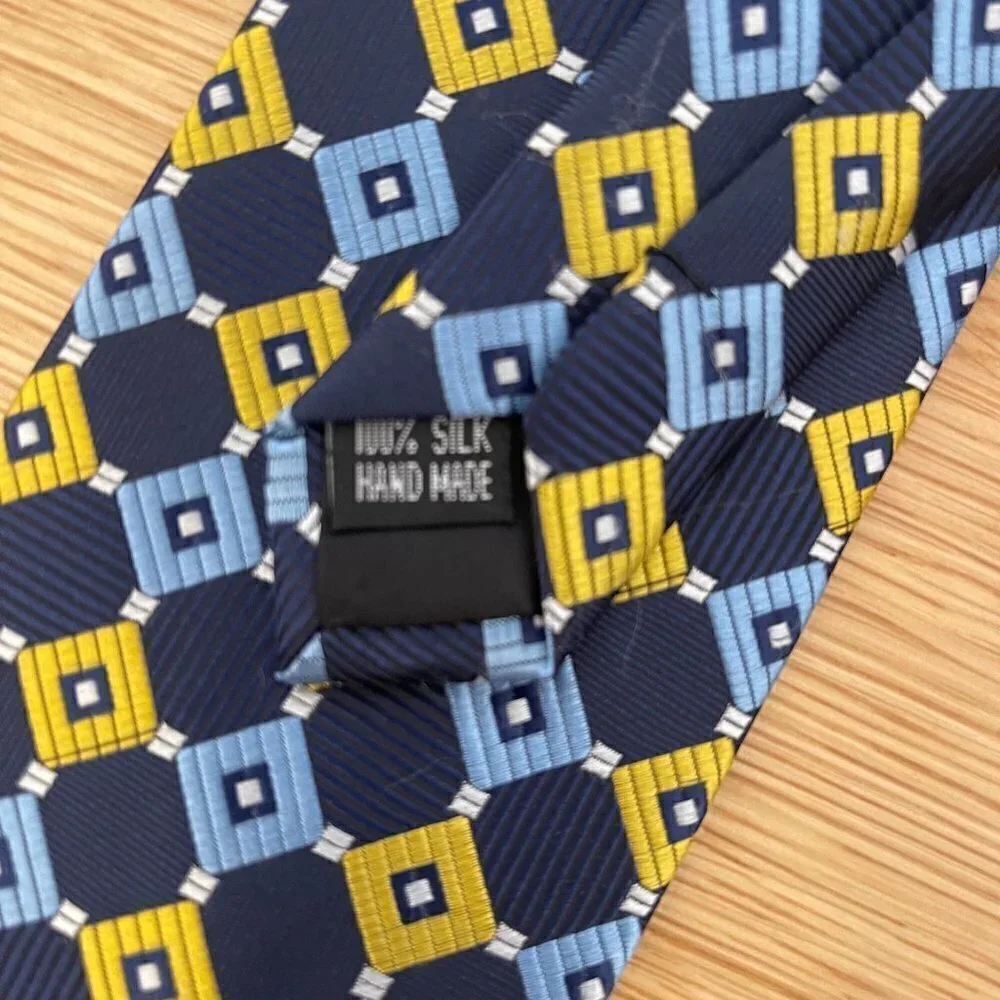 Twenty Dollar Tie 100% Silk Navy, Blue and Yellow